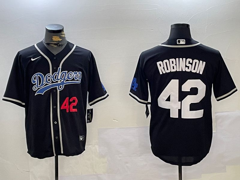 Men Los Angeles Dodgers #42 Robinson Black Game 2024 Nike MLB Jersey style 11204